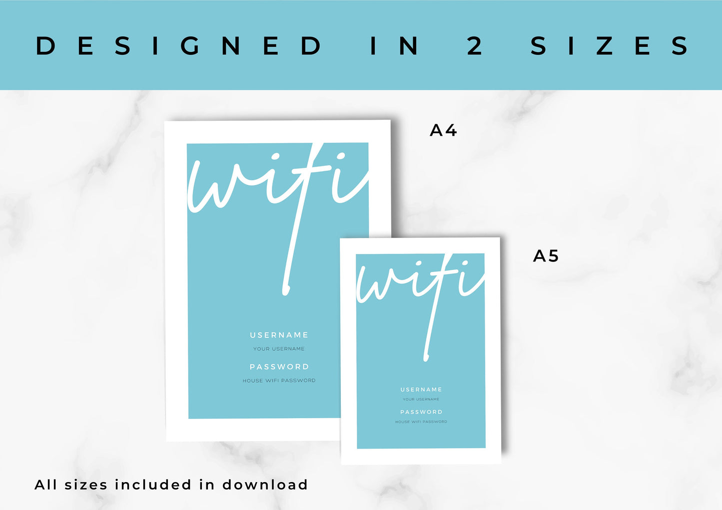 Airbnb House Signs! Stylish Editable Templates for your Airbnb, Key information signs and posters Blue Oasis