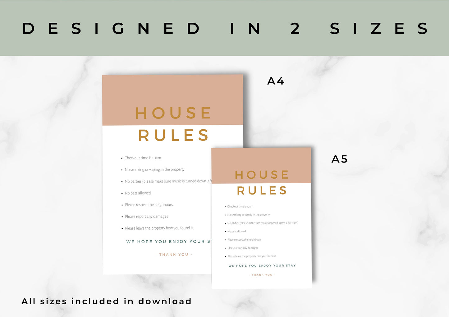 Airbnb House Signs! Stylish Editable Templates for your Airbnb, Key information signs and posters. Sage and Clementine