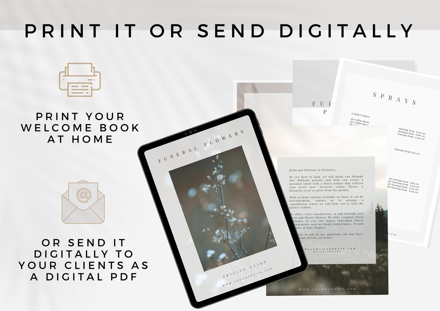 Funeral Florist Pricing Guide - Welcome guide - Template for Florists - Florist Templates - Guide - Florist Brochure - Juniper