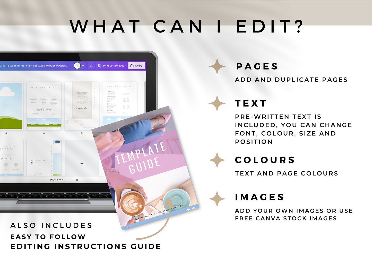 Wedding Florist Pricing Guide - Brochure for Florists - Florist Templates that are easy to edit and instant download, Hazel