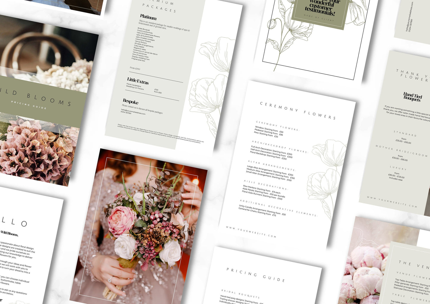 Wedding Florist Pricing Guide - Welcome guide - Template for Florists - Florist Templates - Guide - Florist Brochure - Olive