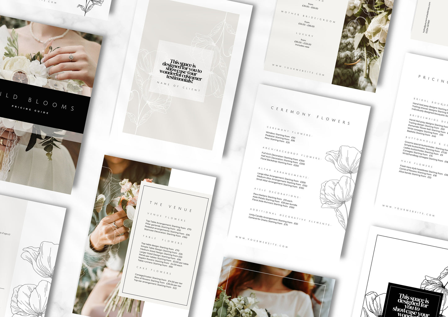 Wedding Florist Pricing Guide - Welcome guide - Template for Florists - Florist Templates - Guide - Florist Brochure - Noir