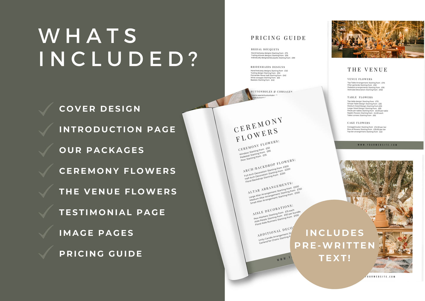 Wedding Florist Pricing Guide, Florist Template Customisable for your business - Magnolia Fern