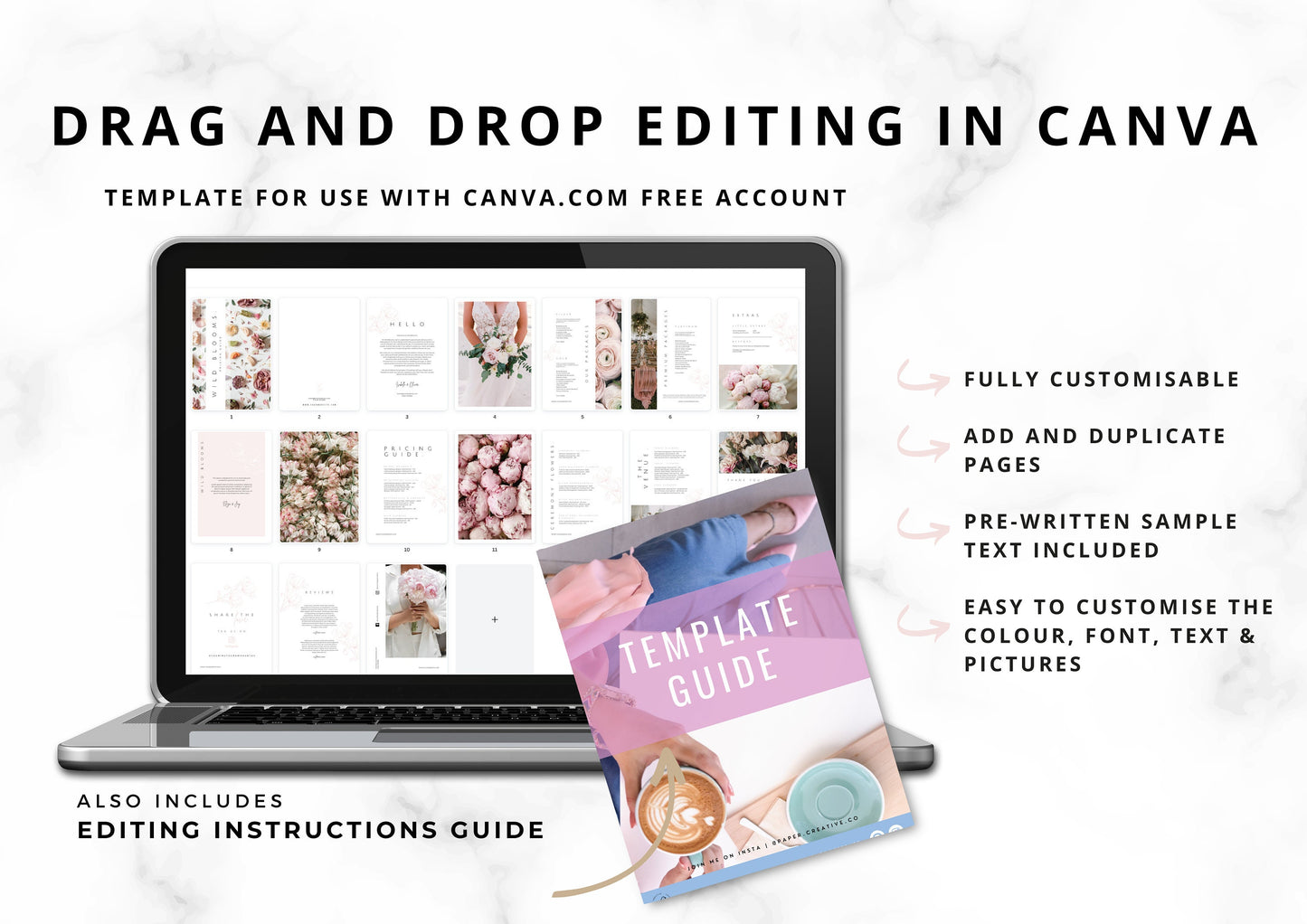 Wedding Florist Bundle: Pricing Brochure & Social Media Templates for Florist Businesses - Blossom