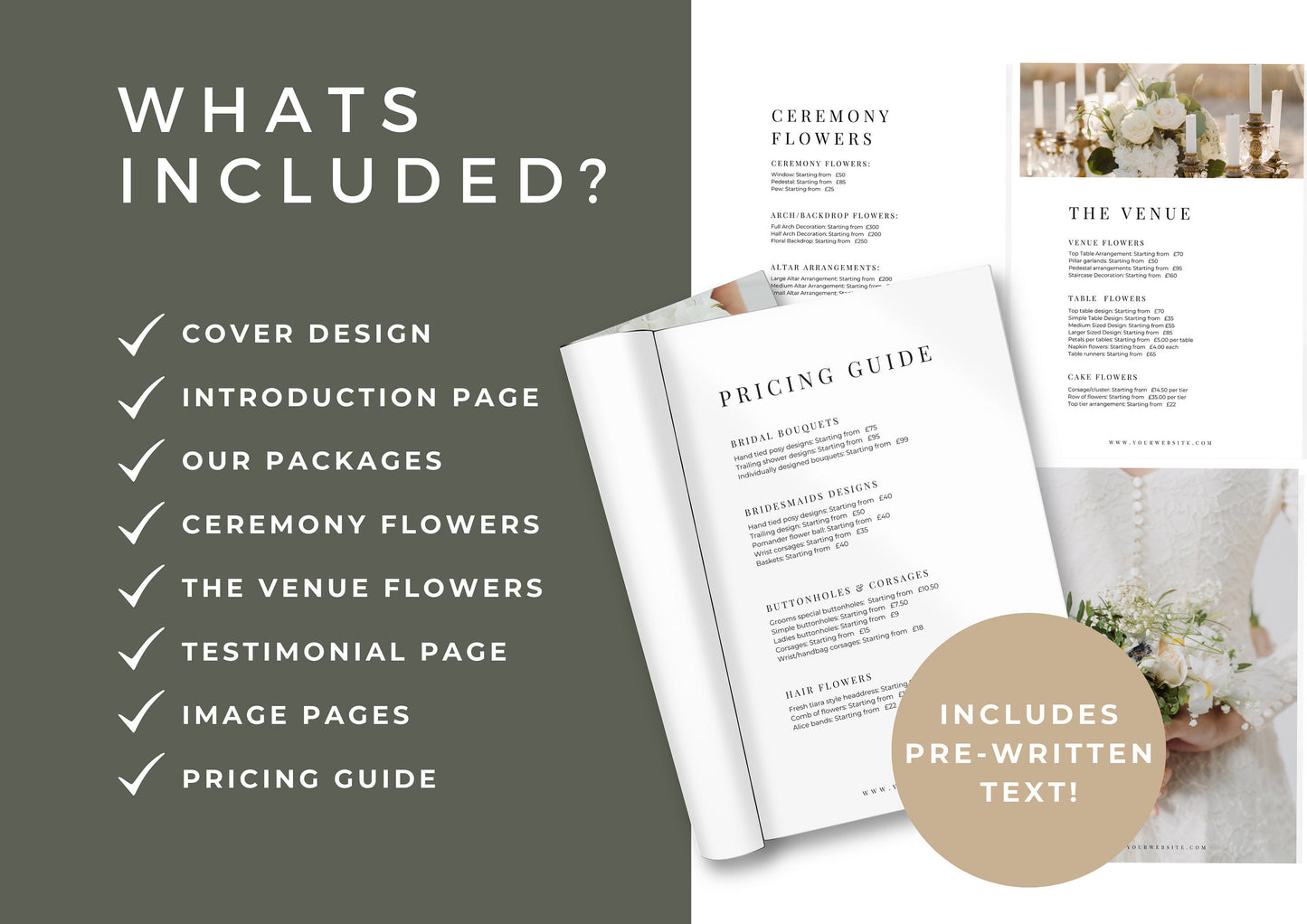 Customisable Wedding Florist Pricing Brochure Template | Professional Pricing Guide for Floral Designers - Lillies