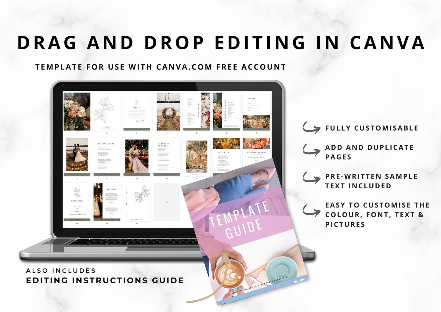 Wedding Florist Bundle: Pricing Brochure & Social Media Templates for Florist Businesses - Magnolia Fern