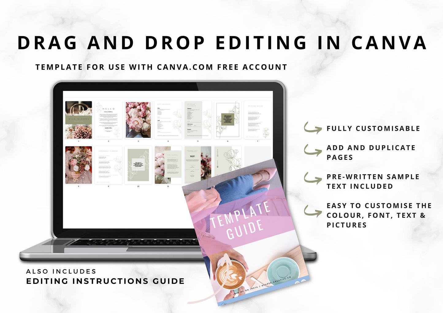 Florist Wedding Bundle Price Brochure & Social Media Templates for Floristry Businesses - Olive