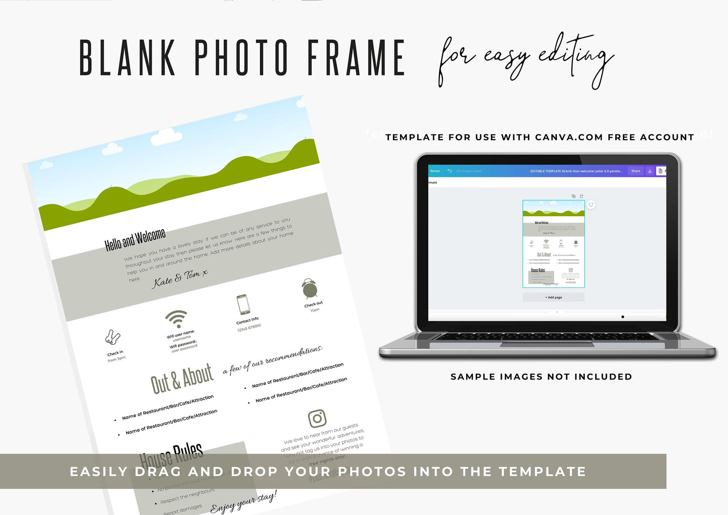 Welcome Letter Template for Airbnb, VRBO and Holiday rental Hosts US Letter Oakwood