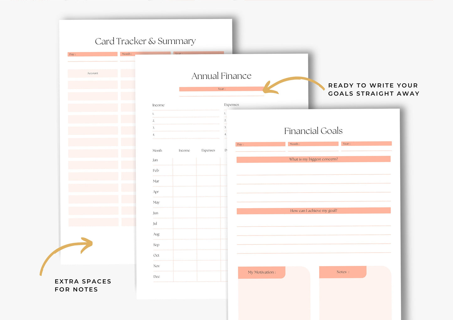 Debt and Finance Planner Bundle A4 Peach