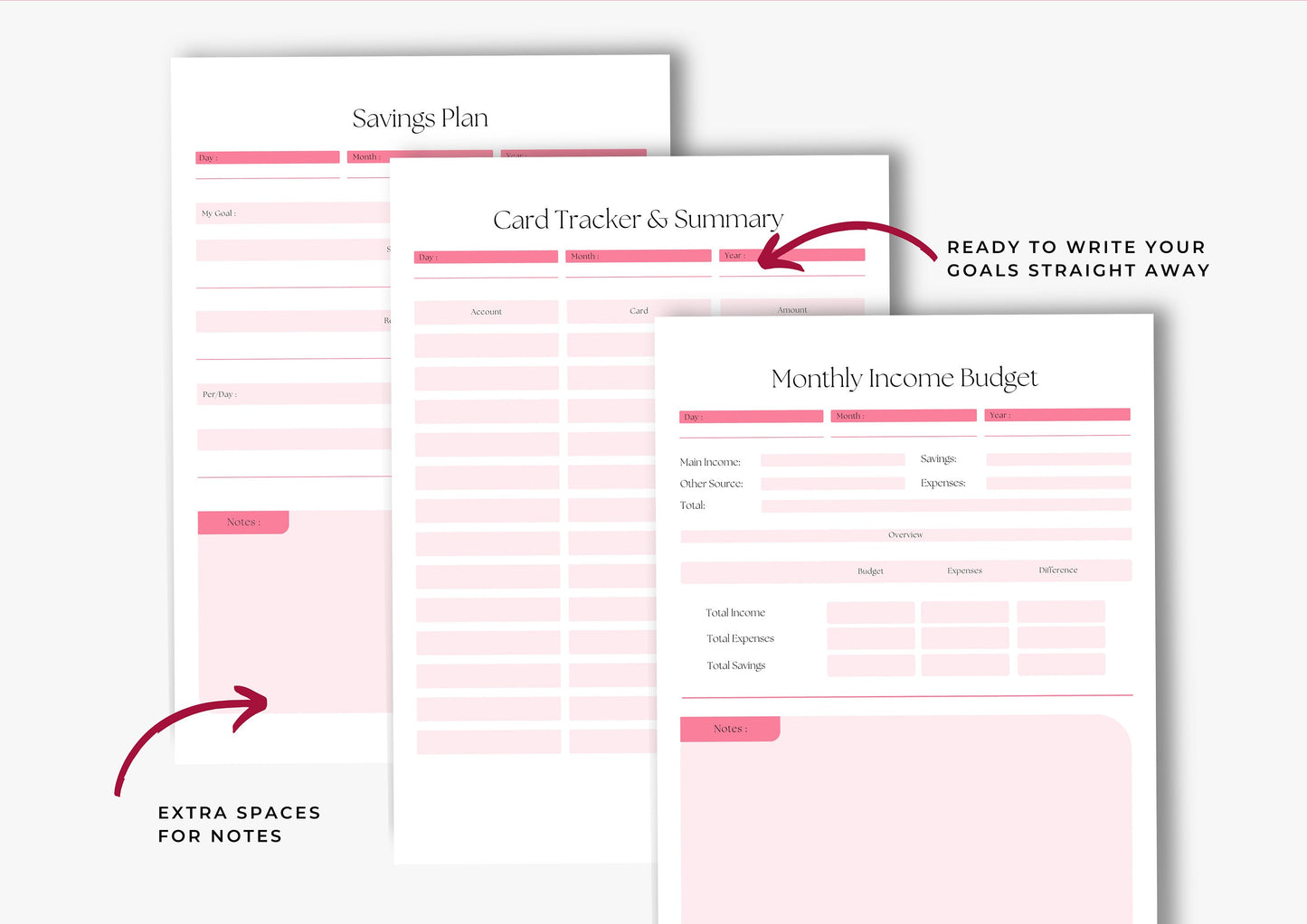 Debt and Finance Planner Bundle US Letter Cherry