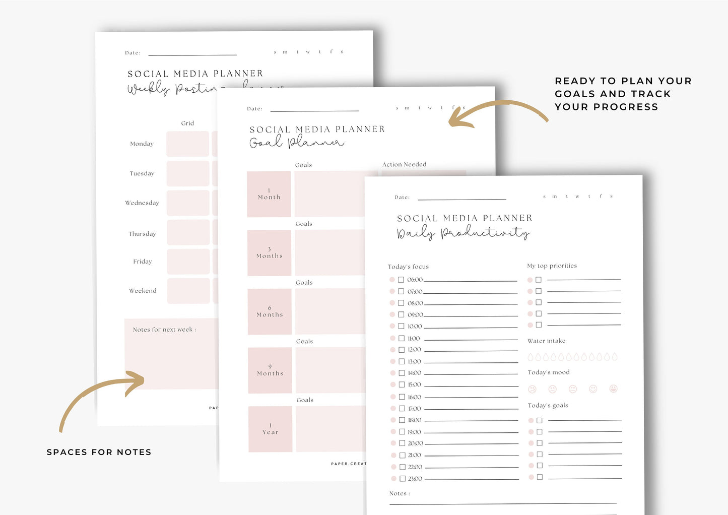 Social Media Planner, US Letter, Milky Rose