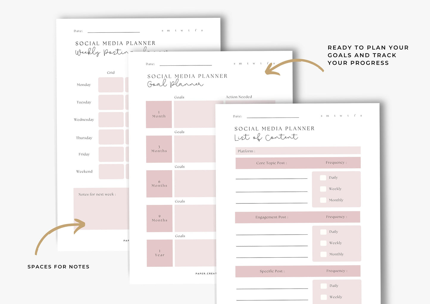 Social Media Planner, US Letter, Bubblegum