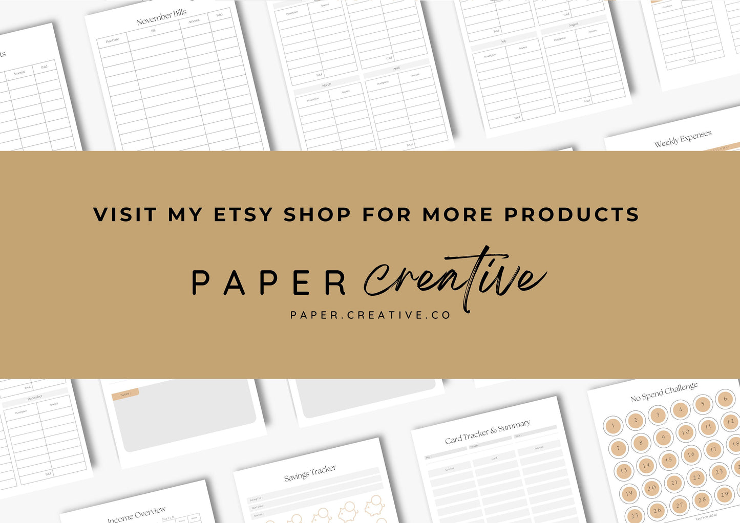 Debt and Finance Planner BUNDLE! Budget Planner, Printable Savings Planner, Debt, Bill, Spending, Income and Expenses Trackers, Dove Grey