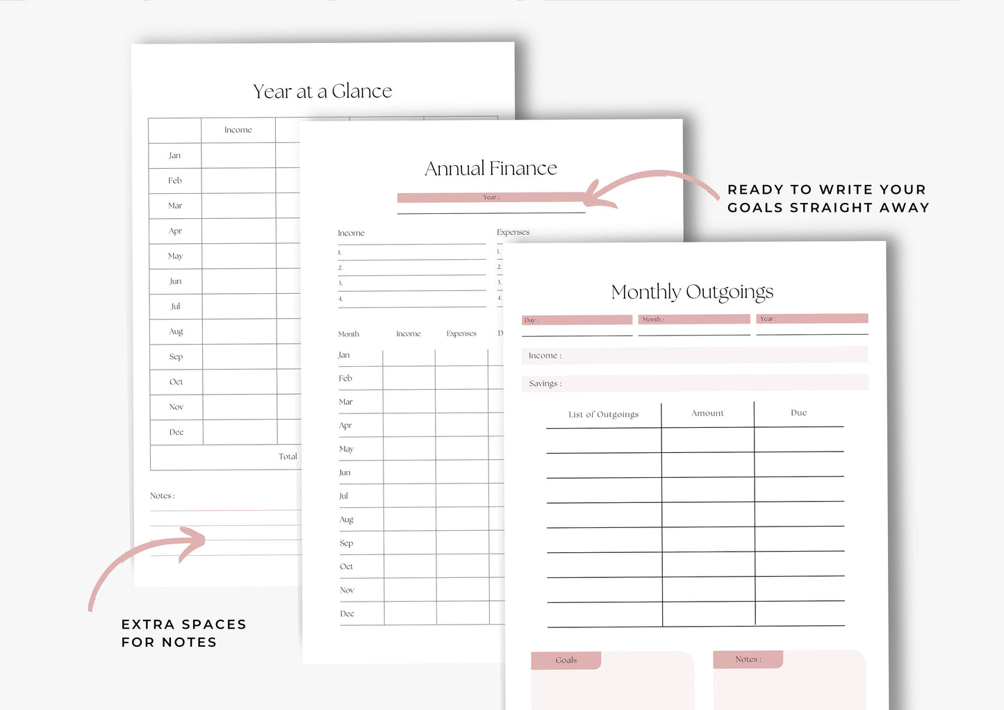 Debt and Finance Planner Bundle US Letter Rose