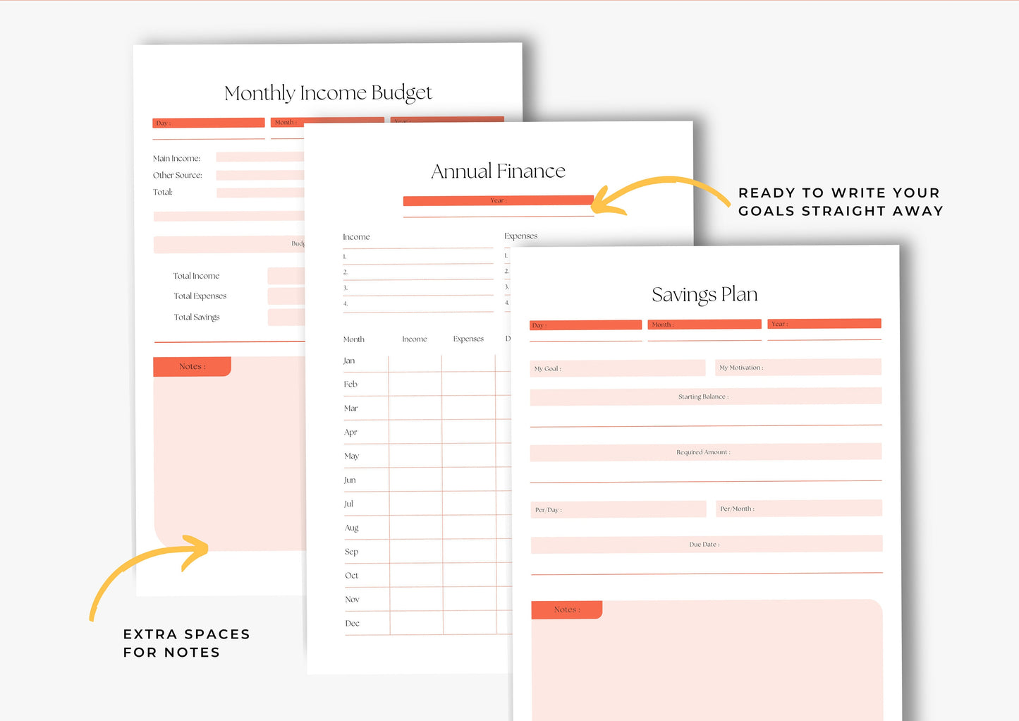 Debt and Finance Planner Bundle US Letter Tangerine