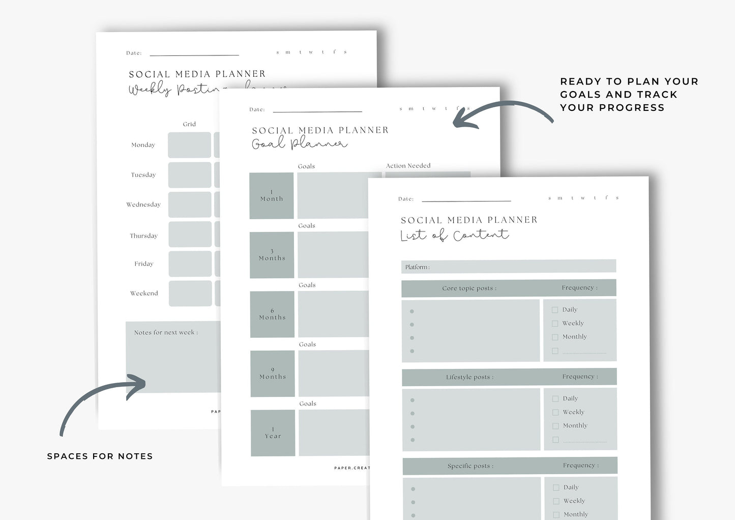 Social Media Planner, US Letter, Graphite