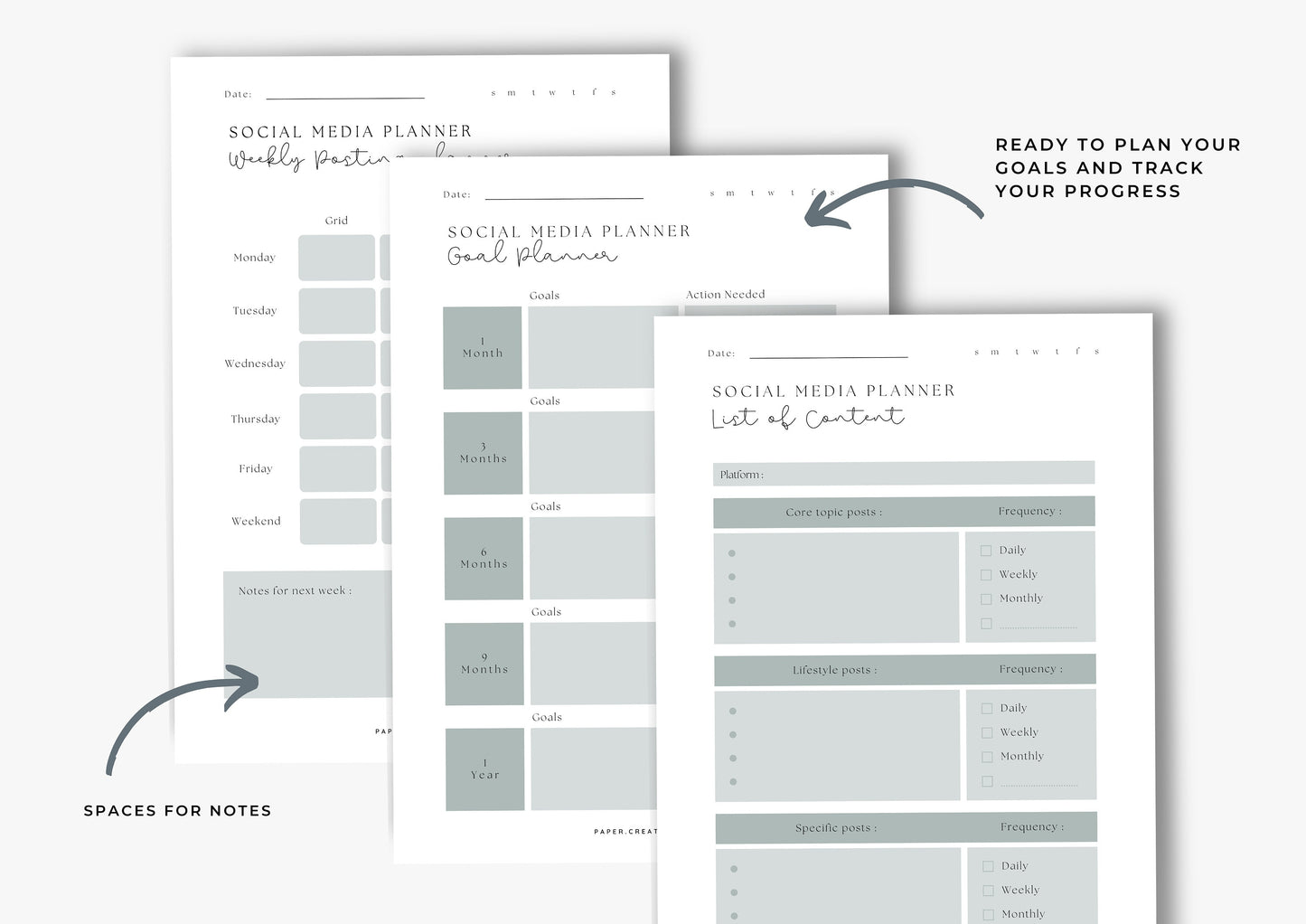 Social Media Planner, US Letter, Graphite