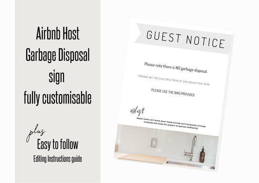 Airbnb Signs | Canva Template | AirBnb | Host | VRBO | Printables | Home Rental | Vacation Template | signs | Templates | Garbage Disposal