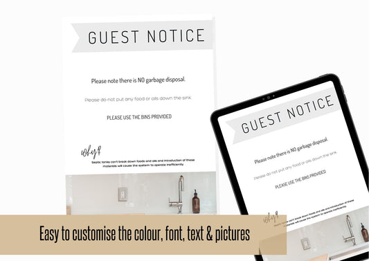 Airbnb Signs | Canva Template | AirBnb | Host | VRBO | Printables | Home Rental | Vacation Template | signs | Templates | Garbage Disposal