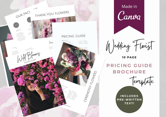 Wedding Florist Pricing Guide -  Welcome guide - Template for Florists - Florist Templates - Guide - Florist Brochure - Bellflower