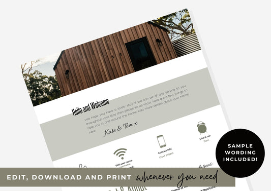Welcome Letter | Canva Template | AirBnb | Host Guide | Airbnb Host Welcome Letter | US Letter | Home Rental Welcome Letter | Oakwood
