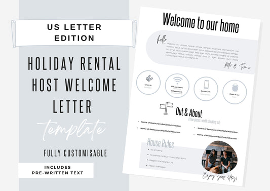 Welcome Letter | Canva Template | AirBnb | Host Guide | Airbnb Host Welcome Letter | Home Rental Welcome Letter | Frosted Pearl