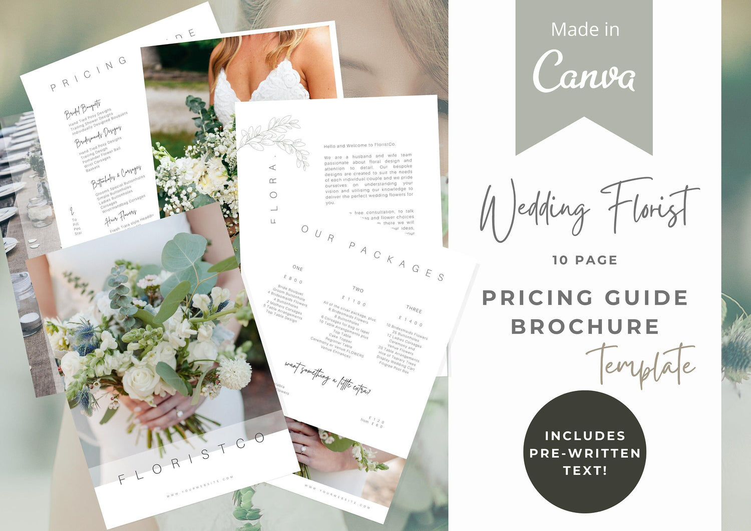 Wedding Florist Pricing Brochures