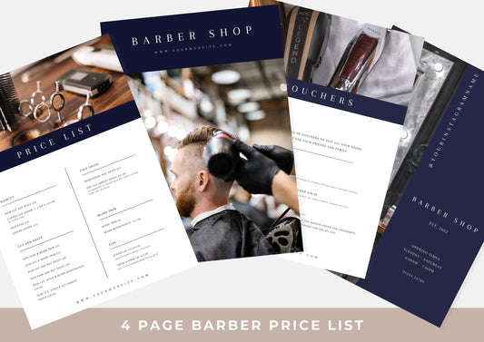 Barber Shop Editable Template for a Stylish and Professional Online Presence Dark Blue