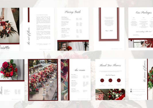 Wedding Florist Pricing Guide -  Welcome guide - Template for Florists - Florist Templates - Guide - Florist Brochure - Deep Rose
