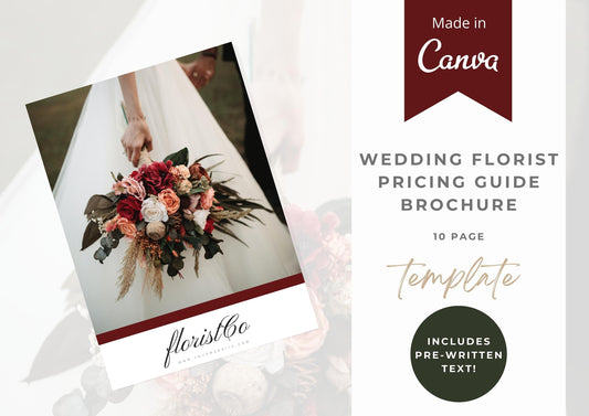 Wedding Florist Pricing Guide -  Welcome guide - Template for Florists - Florist Templates - Guide - Florist Brochure - Deep Rose