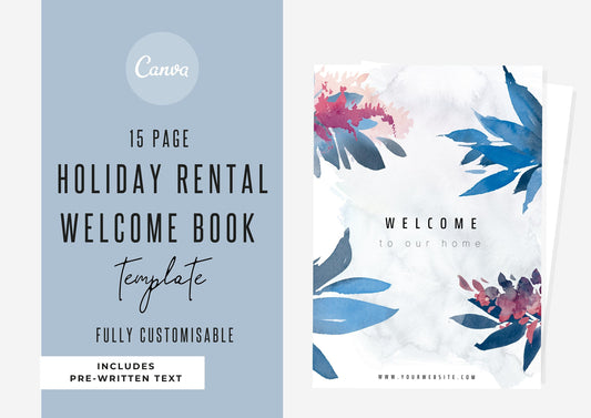 Welcome Book Template | Canva Template | AirBnb | Host Guide | Welcome Book | Home Rental Guidebook | Vacation Guide | Pink and Blue