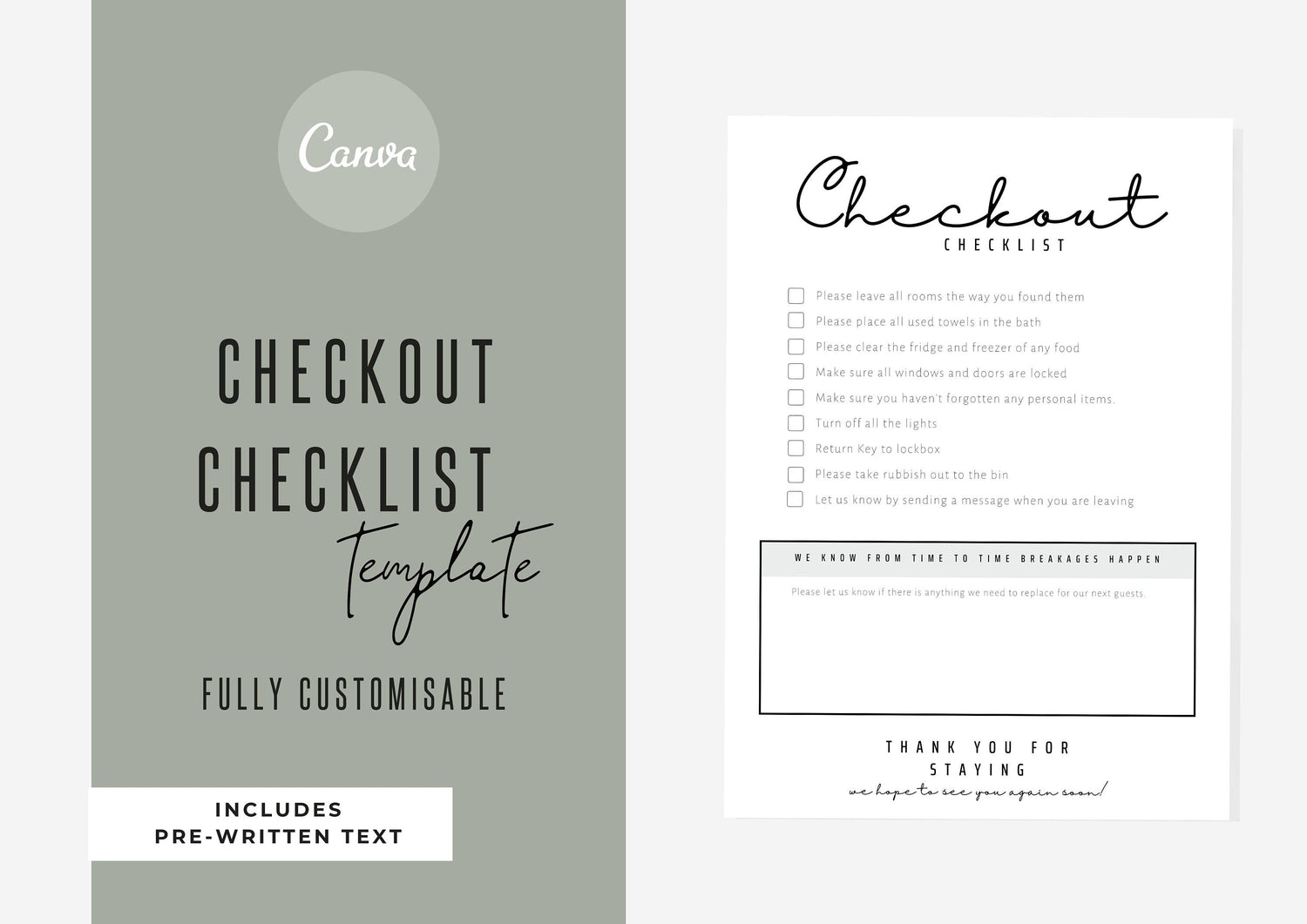 Checkout Checklist