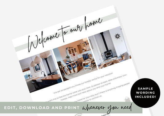 Welcome Letter | Canva Template | AirBnb | Host Guide | Airbnb Host Welcome Letter | Home Rental Welcome Letter | A4 | Shadow Mist