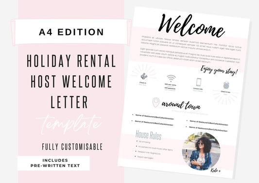 Welcome Letter | Canva Template | AirBnb | Host Guide | Airbnb Host Welcome Letter | Home Rental Welcome Letter | A4 | Starlight Pink
