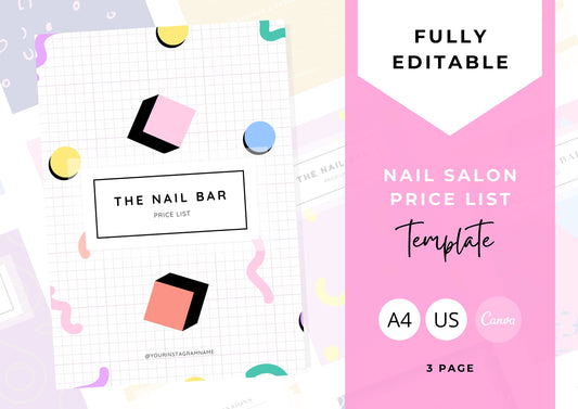 Nail Salon Services Pricing Menu | Pricing Guide | Nail Salon Template | Brochure Template | Business Template | digital download