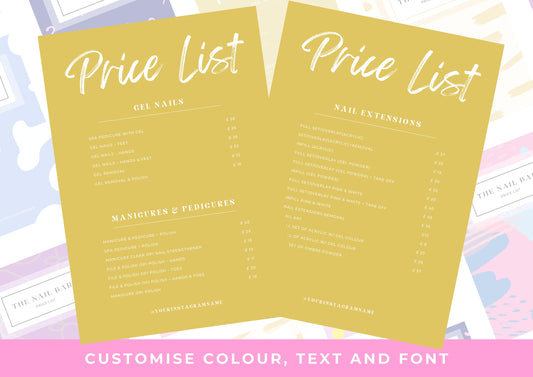 Nail Salon Services Pricing Menu | Pricing Guide | Nail Salon Template | Brochure Template | Business Template | Lemon Drop
