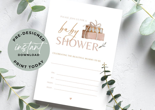 Baby Shower invitation, Animal Baby Shower Invitation, unisex Baby Shower, Presents, Printable Invitation, INSTANT DOWNLOAD, Print at home