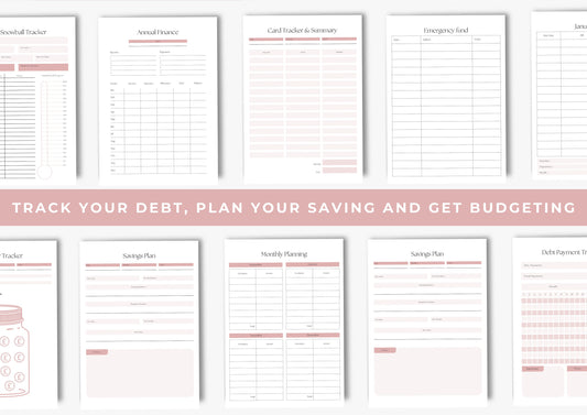 Debt and Finance Planner BUNDLE! Budget Planner, Printable Savings Planner, Debt, Bill, Spending, Income and Expenses Trackers A4 Pink