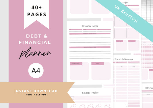 Debt and Finance Planner BUNDLE! Budget Planner, Printable Savings Planner, Debt, Bill, Spending, Income and Expenses Trackers, French Rose