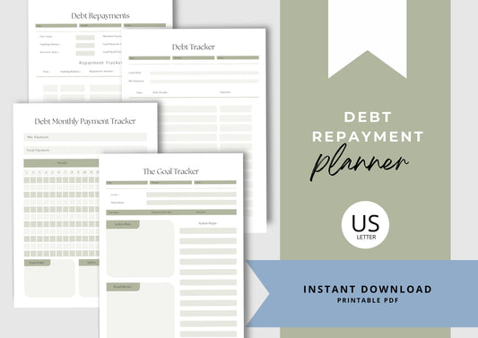 Debt Repayment Planner! Debt Tracker, Printable Planner, Debt planning, US Letter, Sage