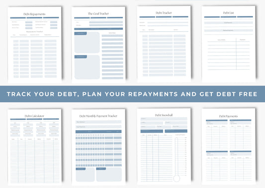 Debt Repayment Planner! Debt Tracker, Printable Planner, Debt planning, A4, Steel Blue