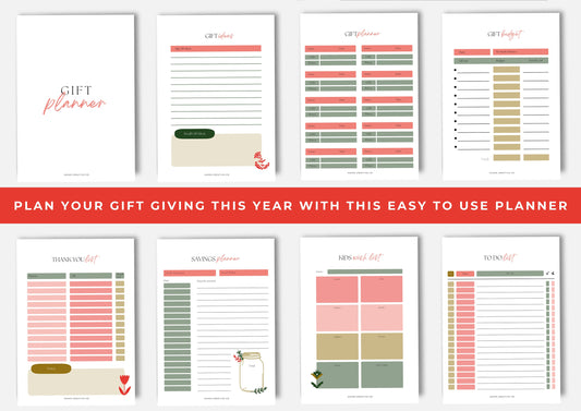 Gift Planner Printable, Gift Budgeting, A4, Gift Tracker, Gift List Printable Instant Download, Cherry Blossom