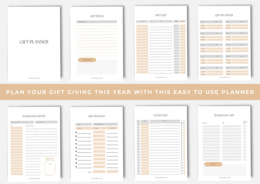 Gift Planner Printable, Gift Budgeting, A4, Gift Tracker, Gift List Printable Instant Download, Frosted Sliver