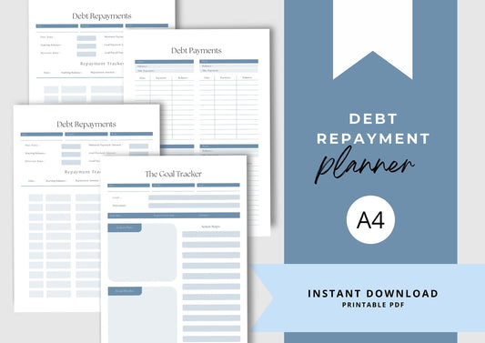 Debt Repayment Planner! Debt Tracker, Printable Planner, Debt planning, A4, Steel Blue