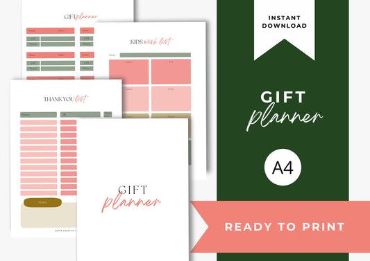 Gift Planner Printable, Gift Budgeting, A4, Gift Tracker, Gift List Printable Instant Download, Cherry Blossom