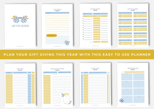 Gift Planner Printable, Gift Budgeting, A4, Gift Tracker, Gift List Printable Instant Download, Scandi Lemon