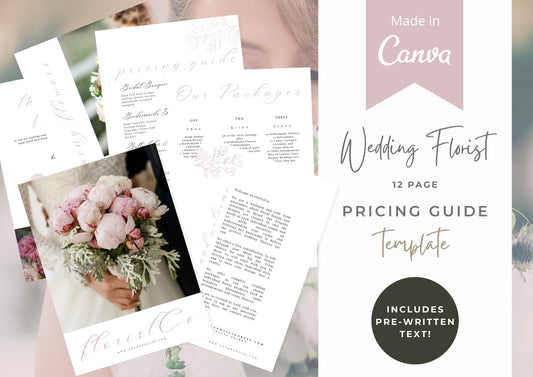 Wedding Florist Pricing Guide -  Welcome guide - Template for Florists - Florist Templates - Guide - Florist Brochure - Blossom