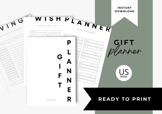 Gift Planner Printable, Gift Budgeting, Gift Tracker, Gift List Printable Minimal