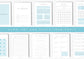 Planner, Daily, weekly, yearly, Goal setting, budget planning, Undated Planner, Three sizes included A5 A4 and US Letter, Aqua Blue
