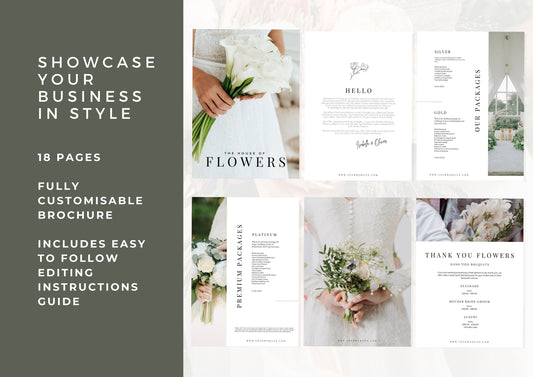 Customisable Wedding Florist Pricing Brochure Template | Professional Pricing Guide for Floral Designers - Lillies